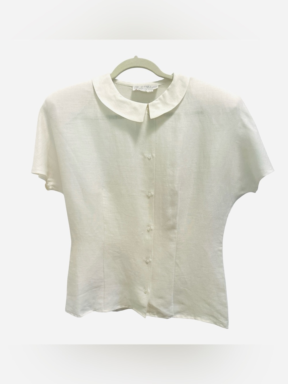 VTG Bella Valentina 100%Linen Peter Pan Collar Blouse/Classic Cottagecore Sz L